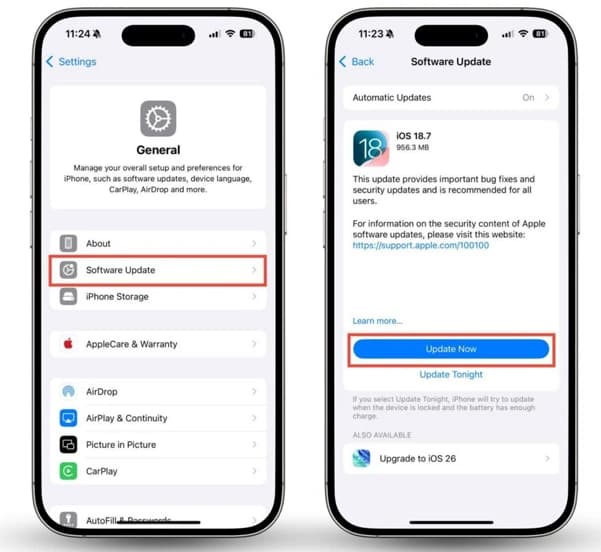 installed iOS version 