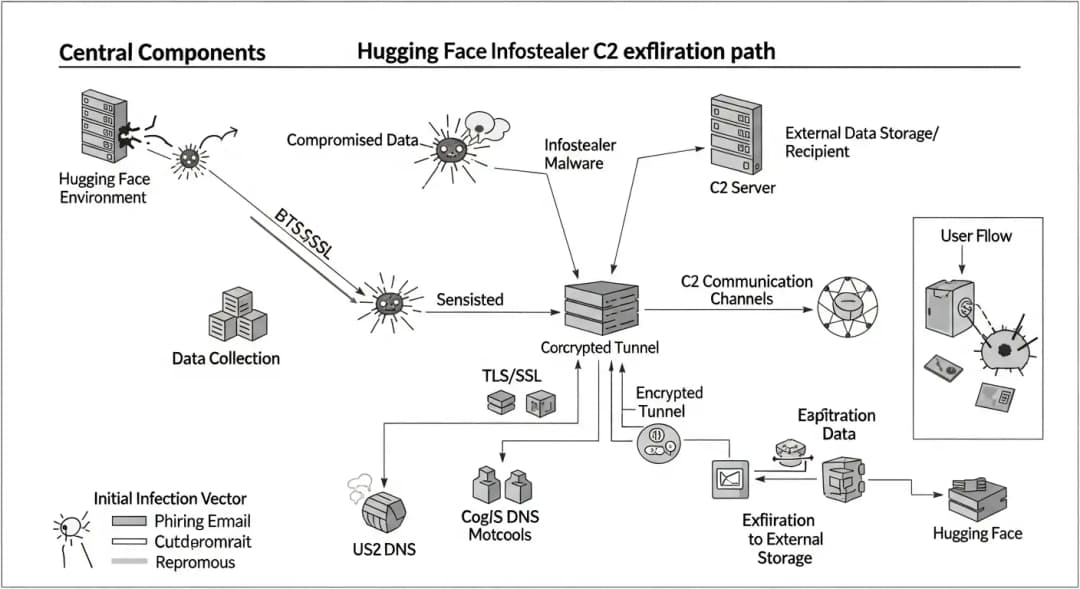 Hugging Face infostealer C2 exfiltration path