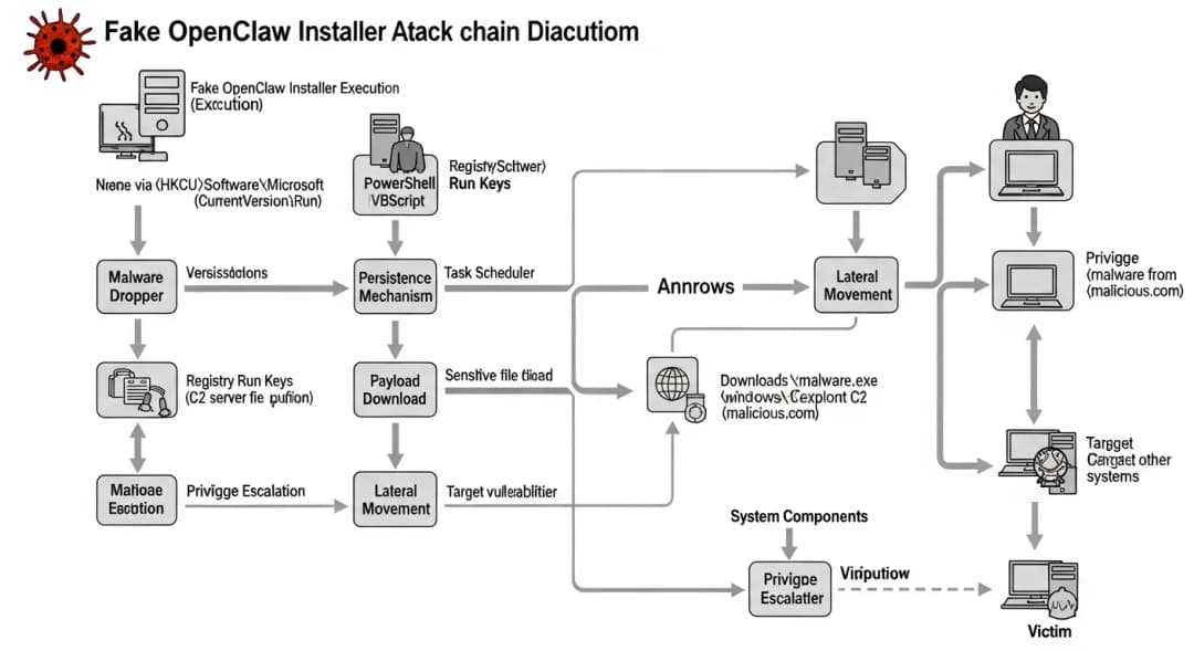 Fake OpenClaw installer malware attack chain 
