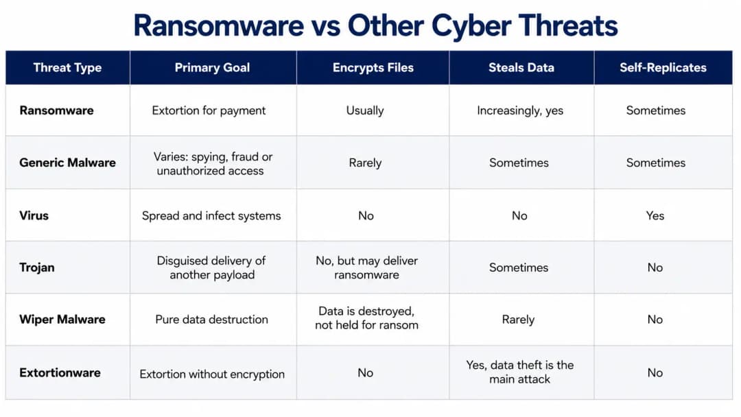 Ransomware vs other cyber threats