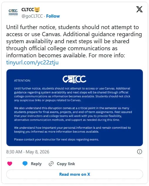 Canvas cyberattack finals week