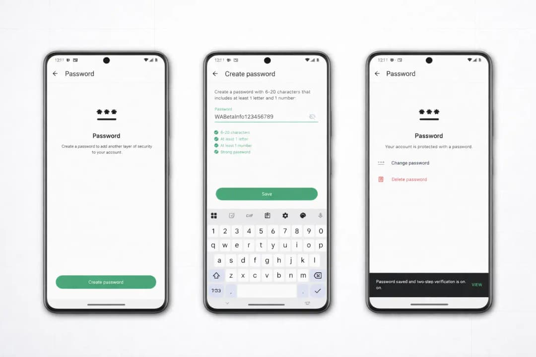 WhatsApp password setup process