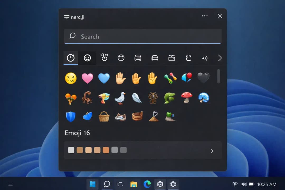 Windows 11 emoji picker in dark mode
