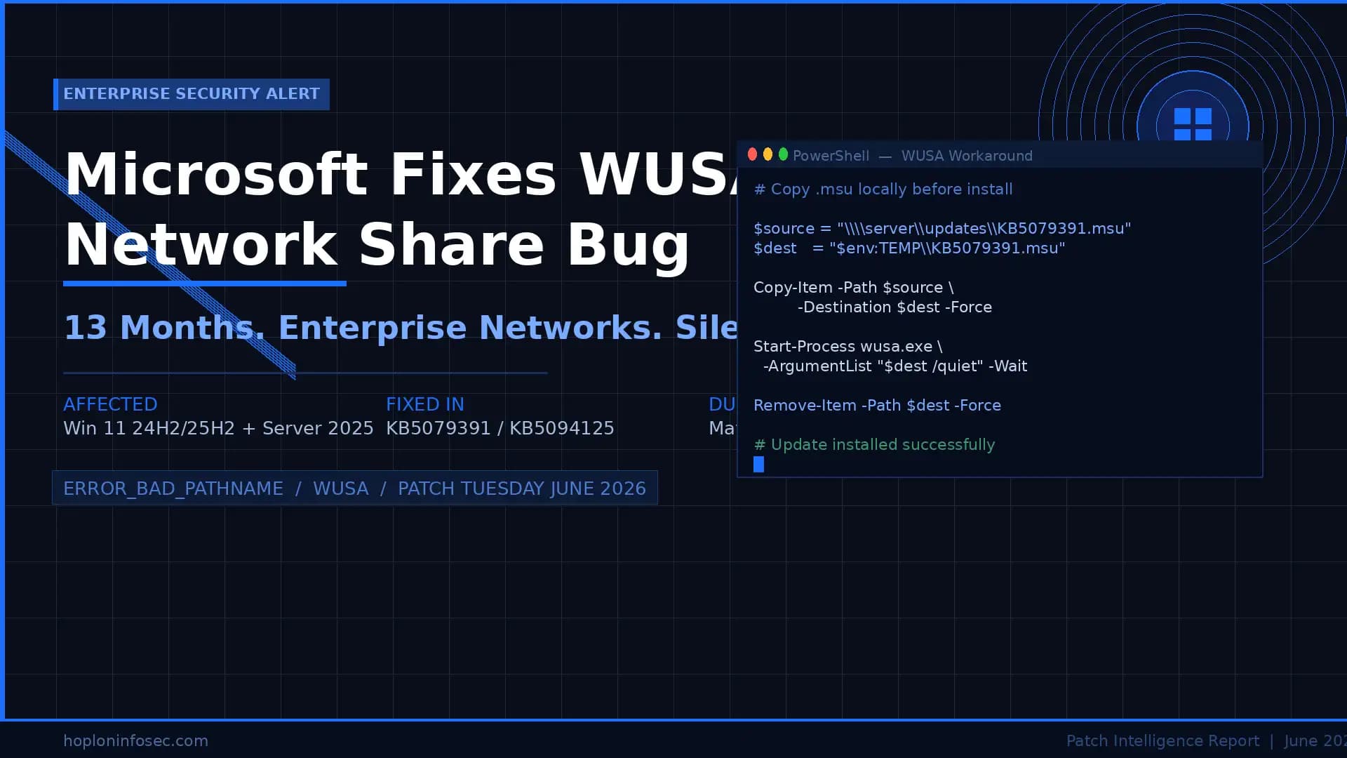 Windows WUSA Network Share Update Bug Finally Fixed