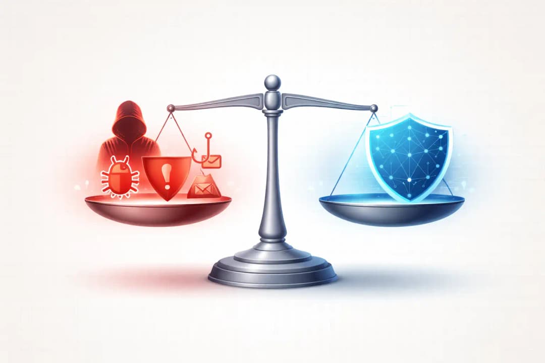 AI threats vs defense balance