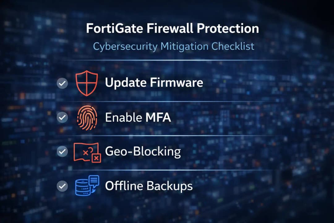 FortiGate cybersecurity checklist infographic