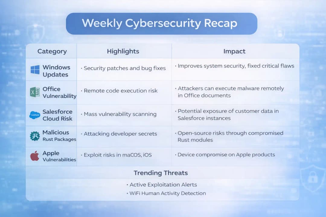 Weekly cybersecurity updates and risks