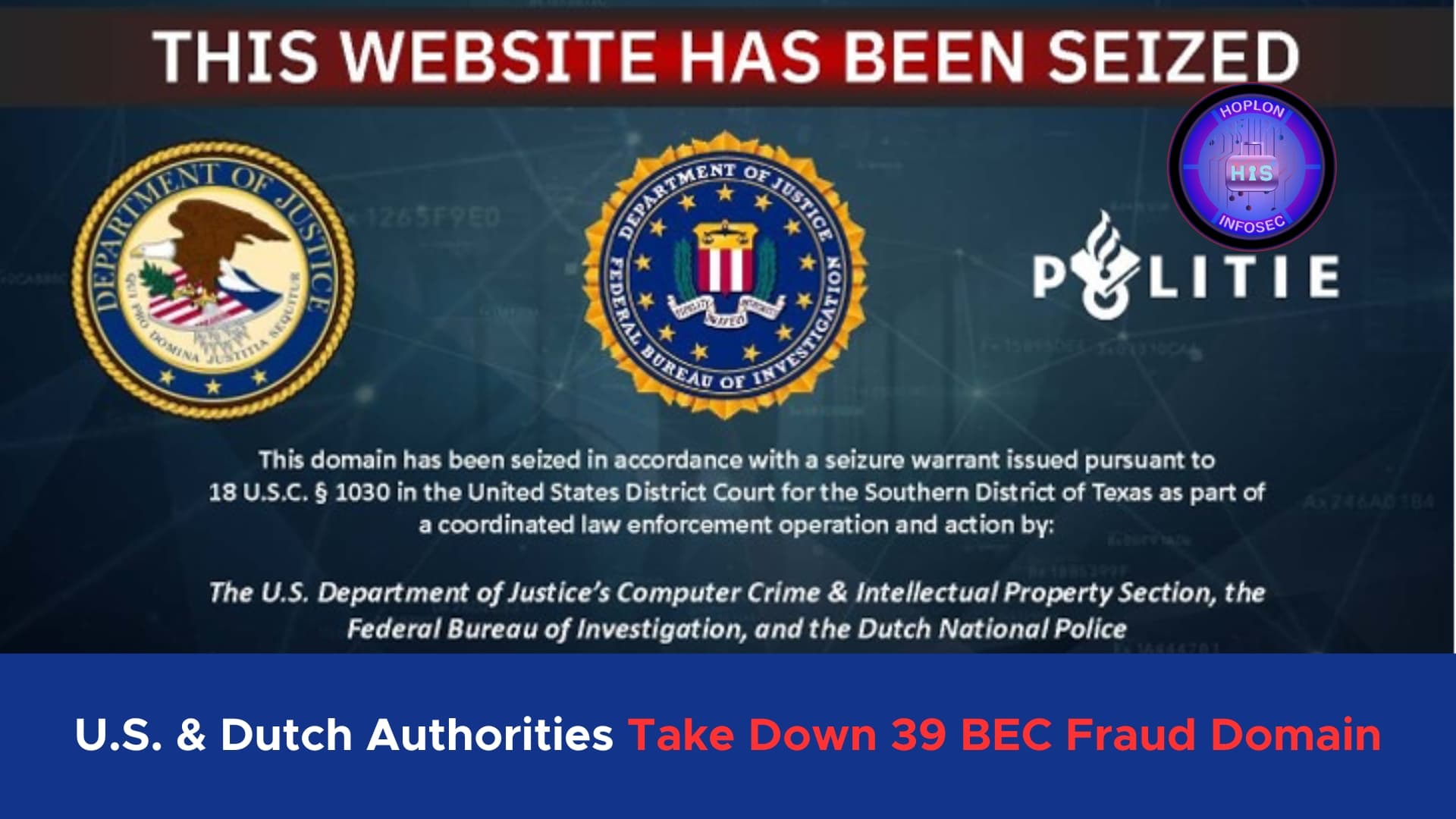 U.S. & Dutch Authorities Take Down 39 BEC Fraud Domains