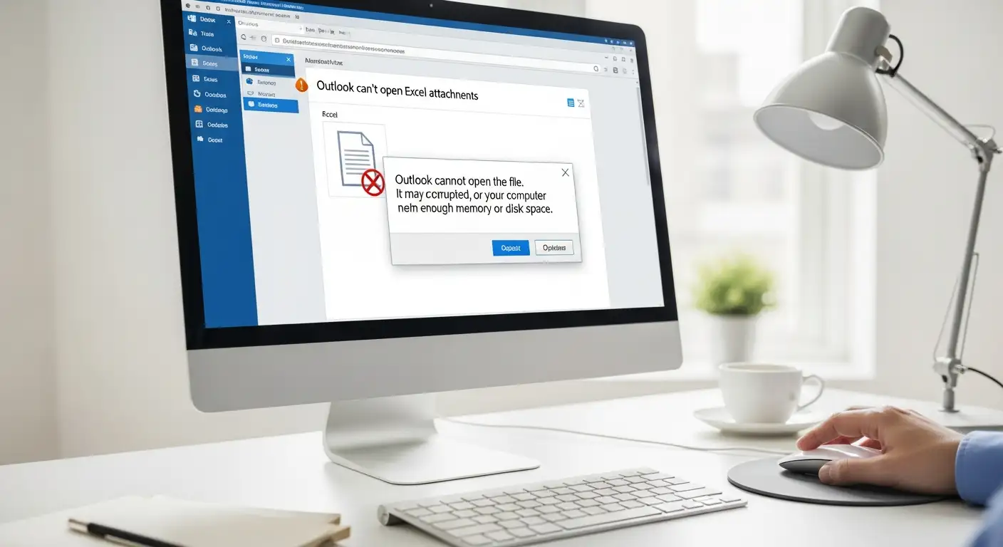 Outlook can't open Excel attachments